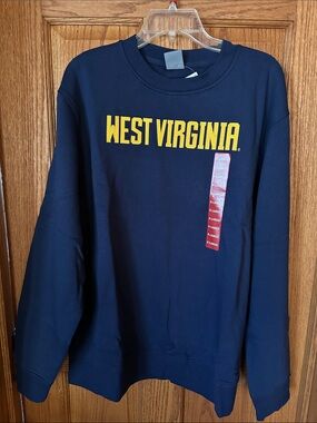 West Virginia Navy Crewneck Sweatshirt with Yellow Logo
